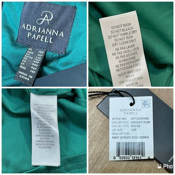 Adrianna Papell Lola Strapless Gown Size Petite 10 Green - Picture 10 of 11